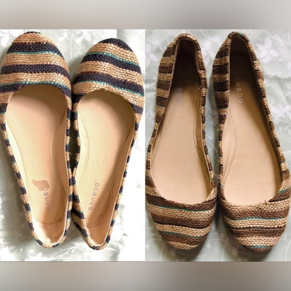 Two pairs Bamboo Woven Flats